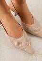 Beżowe Ażurowe Sandały na Szpilce Slingback Erilise