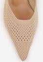 Beżowe Ażurowe Sandały na Szpilce Slingback Erilise