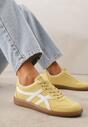 Żółte Sneakersy w Stylu Tenisówek Ozdobione Geometrycznymi Paskami Zitora