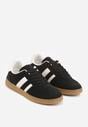 Czarne Sneakersy Typu Tenisówki Ozdobione Paskami po Bokach Fefia