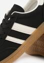 Czarne Sneakersy Typu Tenisówki Ozdobione Paskami po Bokach Fefia