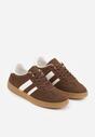 Brązowe Sneakersy Typu Tenisówki Ozdobione Paskami po Bokach Fefia