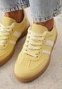 Żółte Sneakersy Typu Tenisówki Ozdobione Paskami po Bokach Fefia
