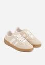 Beżowe Sneakersy Typu Tenisówki Ozdobione Paskami po Bokach Fefia