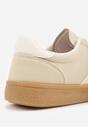 Beżowe Sneakersy Typu Tenisówki Ozdobione Paskami po Bokach Fefia
