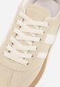 Beżowe Sneakersy Typu Tenisówki Ozdobione Paskami po Bokach Fefia
