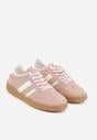 Różowe Sneakersy Typu Tenisówki Ozdobione Paskami po Bokach Fefia