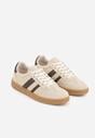 Beżowo-Brązowe Sneakersy Typu Tenisówki Ozdobione Paskami po Bokach Fefia