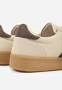 Beżowo-Brązowe Sneakersy Typu Tenisówki Ozdobione Paskami po Bokach Fefia