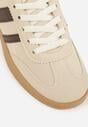Beżowo-Brązowe Sneakersy Typu Tenisówki Ozdobione Paskami po Bokach Fefia