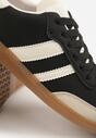 Czarno-Beżowe Casualowe Sneakersy na Płaskiej Podeszwie z Paskami Jereria