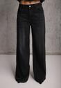 Czarne Szerokie Jeansy Palazzo z Bawełną High Waist Zinnasira