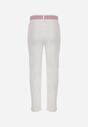Białe Jeansy Mom Fit z Wiskozą i BawełnąOzdobione Paskiem i Chustą Hetilaine