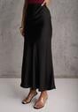 Czarna Koktajlowa Spódnica z Satyny o Rozkloszowanym Kroju Zinnivira