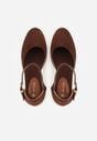 Brązowe Sandały na Plecionym Koturnie ze Sprzączką Catlinna