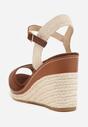 Brązowe Sandały na Koturnie Ozdobionym Plecionką z Juty Admerla