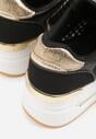 Czarne Sneakersy na Platformie Ozdobione Metalicznymi Wstawkami i Siateczką Zitina