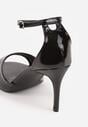 Czarne Eleganckie Sandały na Szpilce z Paskiem z Klamerką Berose