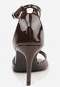 Brązowe Eleganckie Sandały na Szpilce z Paskiem z Klamerką Berose