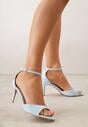 Niebieskie Eleganckie Sandały na Szpilce z Paskiem z Klamerką Berose