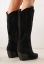 Czarne Ażurowe Kozaki Kowbojki na Obcasie typu Stożek Tidrina