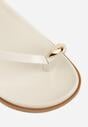 Beżowe Sandały Japonki na Palec na Platformie z Metaliczną Ozdobą Rinevia