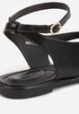 Czarne Sandały Japonki z Metaliczną Ozdobą Vikisima
