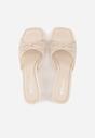 Beżowe Klapki na Szpilce z Siateczkową Cholewką i Kokardą Brefia