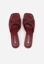 Bordowo-Czerwone Klapki na Szpilce z Siateczkową Cholewką i Kokardą Brefia