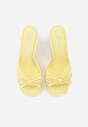 Żółte Klapki na Szpilce z Siateczkową Cholewką i Kokardą Brefia