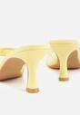 Żółte Klapki na Szpilce z Siateczkową Cholewką i Kokardą Brefia