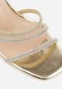 Złote Sandały na Szpilce z Paskami z Cyrkonii Miefia