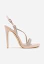 Beżowe Szpilki Sandały z Cyrkoniowymi i Transparentnymi Paskami Vikirissa