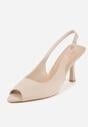 Beżowe Sandały na Szpilce z Wycięciem na Palce i Odkrytą Piętą Zitissa