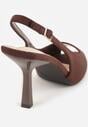 Brązowe Sandały na Szpilce z Wycięciem na Palce i Odkrytą Piętą Zitissa