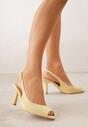 Żółte Sandały na Szpilce z Wycięciem na Palce i Odkrytą Piętą Zitissa