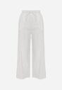 Białe Ażurowe Spodnie Wide Leg z Bawełny w Rustykalnym Stylu z Haftem Elladith
