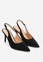 Czarne Sandały na Szpilce w Stylu Slingback Tarosie