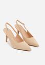 Beżowe Sandały na Szpilce w Stylu Slingback Tarosie