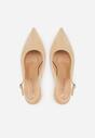 Beżowe Sandały na Szpilce w Stylu Slingback Tarosie