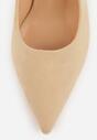 Beżowe Sandały na Szpilce w Stylu Slingback Tarosie