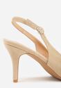 Beżowe Sandały na Szpilce w Stylu Slingback Tarosie