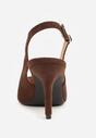 Brązowe Sandały na Szpilce w Stylu Slingback Tarosie