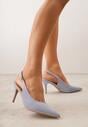 Niebieskie Sandały na Szpilce w Stylu Slingback Tarosie