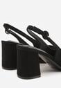 Czarne Czółenka na Słupku Typu Slingback Tareina