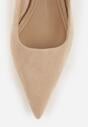 Ciemnobeżowe Sandały Slingback na Szpilce Kaczuszce Vetilia