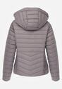 Szara Przejściowa Kurtka Pikowana z Kapturem z Możliwością Odpięcia Pretiga