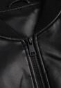 Czarna Kurtka Przejściowa Typu Bomber Jacket z Imitacji Skóry Izaria