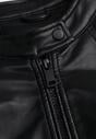 Czarna Taliowana Kurtka Ramoneska Y2K ze Stójką Fezilae