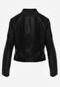 Czarna Taliowana Kurtka Ramoneska Y2K ze Stójką Fezilae